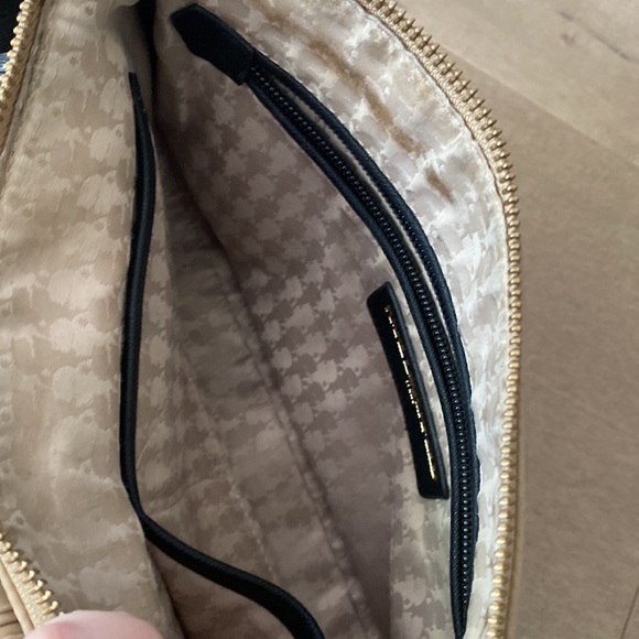 Karl Lagerfeld Kourtney Nylon Leather Messenger Crossbody Sand Black - Picture 7 of 9